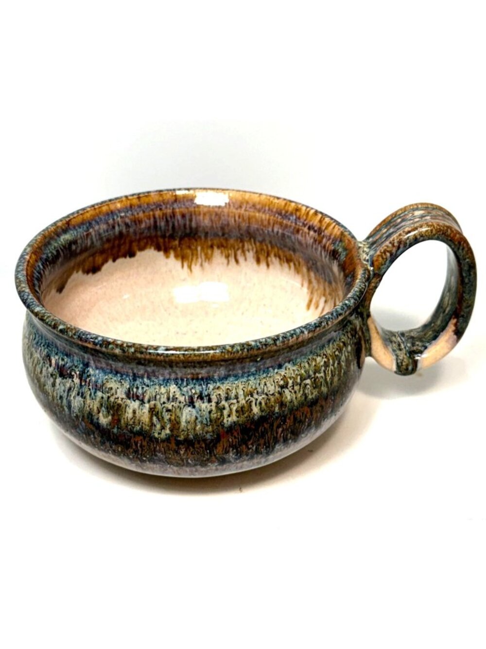 Garnier Studio Art Signed Drip Pottery Glaze Coffee Soup Mug 21 OZ